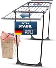 STAHLMANN Wäscheständer ausziehbar 20 m Trockenfläche schwarz XXL klappbar Metal