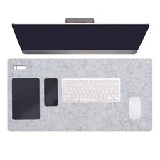 31.5" x 15.7" Large Felt Desk Pad Protector, Non-Slip Desk Mat, Light Gray