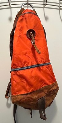Vintage Holubar Orange Contour Backpack Leather Bottom Boulder CO 1960s 70s
