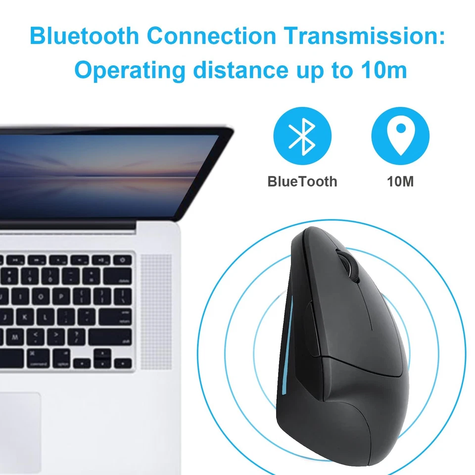 Vertical Ergonomic Mouse, Rechargeable, 2.4G, BT, USB C, 1600DPI, 6 Button - Image 3 of 4