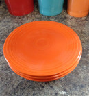 Vtg Lot/4 Genuine FIESTA HLC USA Luncheon Plates 9.5" D ~ Radioactive Red Orange — photo 2