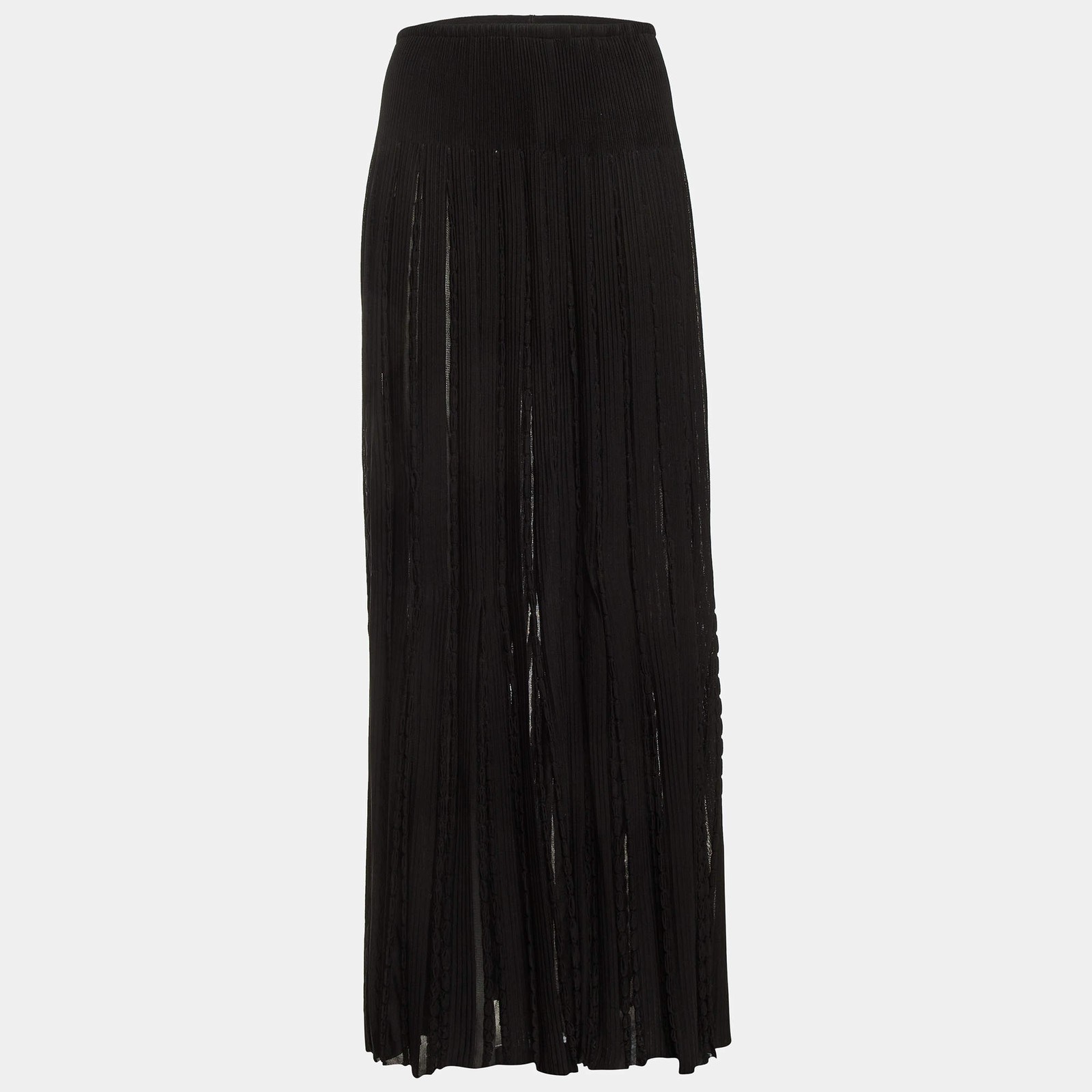 Alaia Black Textured Knit Maxi Skirt L