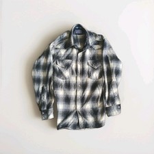Vtg 70s Pendleton Quilted Wool Western Shirt Jacket Pearl Snap Ombre Plaid M