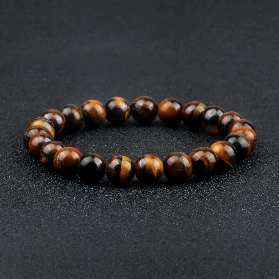 Pulsera de piedra de lava ojo de tigre banda con cuentas 8 mm chakra Buda curación 1 pieza Foto 2 de 4