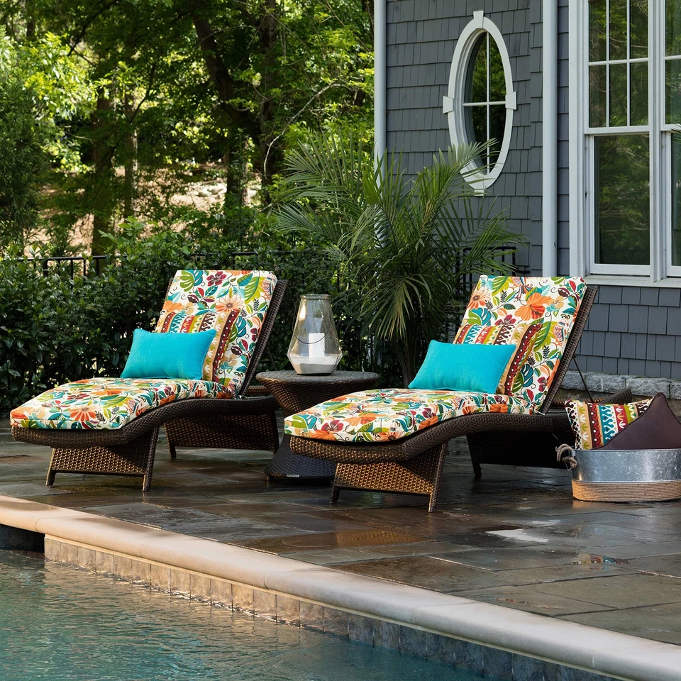 Cojín chaise salón Tropic floral interior/exterior espalda dividida con lazos felpa... Foto 3 de 3