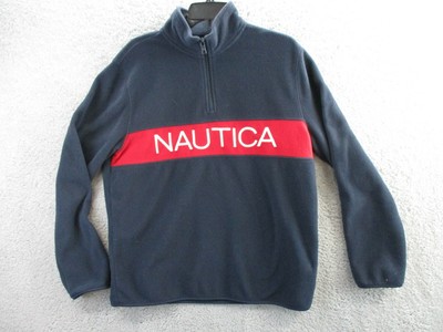 Nautica Jacket Mens Medium Blue Red 1/4 
