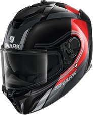 CASCO MOTO INTEGRALE FIBRA SHARK SPARTAN GT TRACKER KRS NERO ROSSO RED TG S