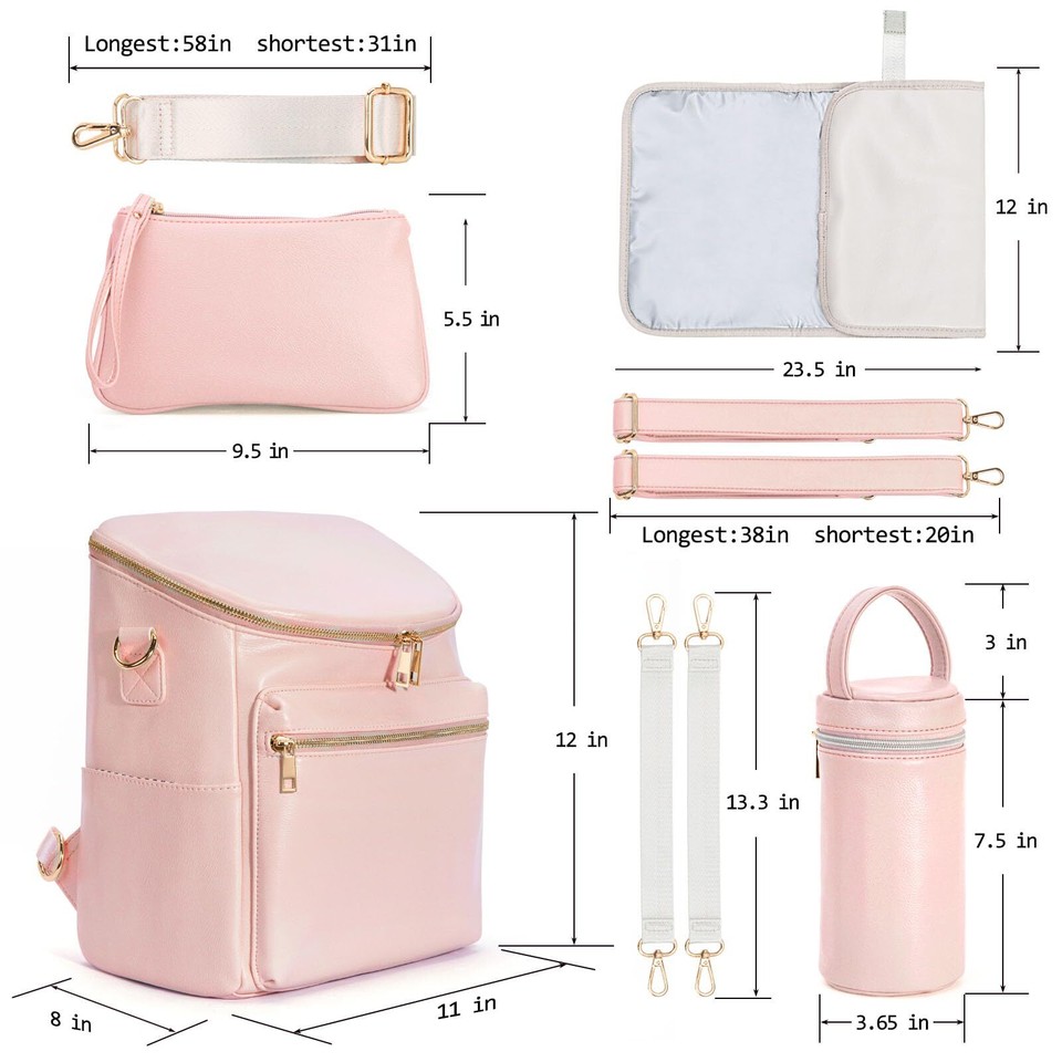 Minsong Diaper Bag Backpack, Fashion Leather Mommy Backpacks, Travel