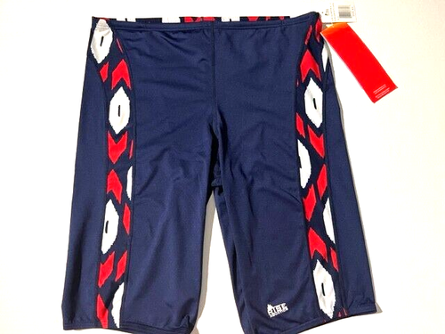 New RISE AQUATICS Navy Sandies Splice Volt Race Jammer Swim suit Short sz 40 #4 - 第 1/17 張圖片