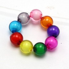 200 Mixed Transparent Color Acrylic Smooth Round Beads 8mm Spacer "Bead in Bead"
