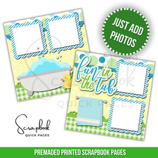 Bath Time Boy Premade Scrapbook Quick Pages Fun In Tub Baby PRINTED Scrapbook 94