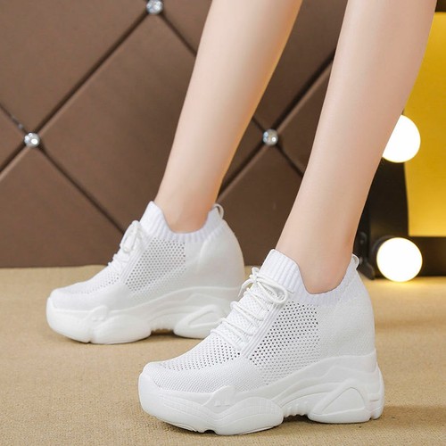 Women Cotton Breathable Fashion Sneakers Platform Wedge Oxfords High Heels Boots - Picture 47 of 50