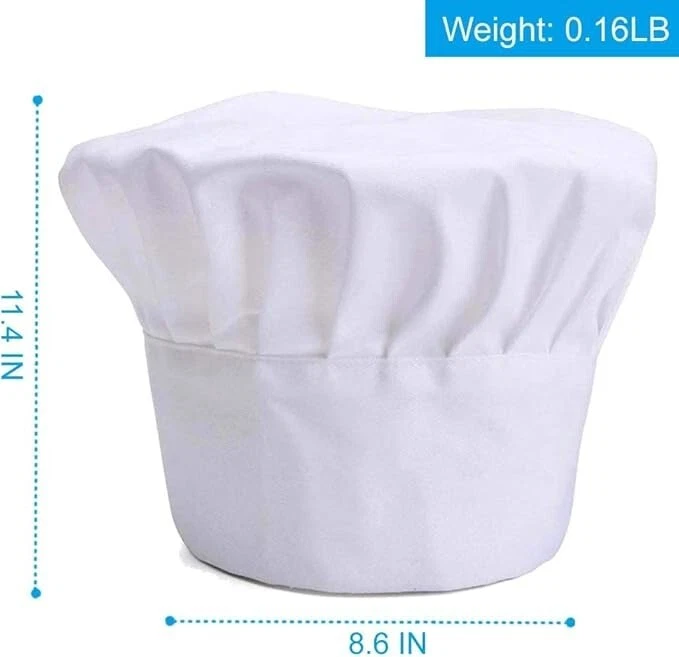 Gorro de chef, 10 piezas, elástico, ajustable, de primera calidad, para adultos. Foto 3 de 4