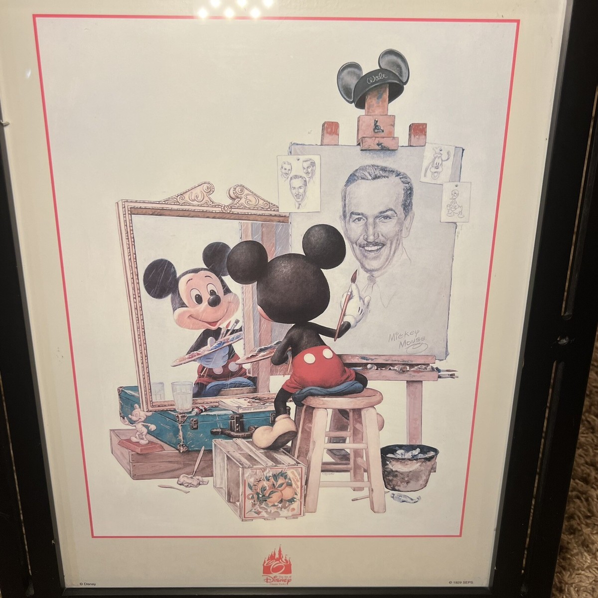 DISNEY VINTAGE 90S MICKEY MOUSE PAINTING DRAWING WALT DISNEY