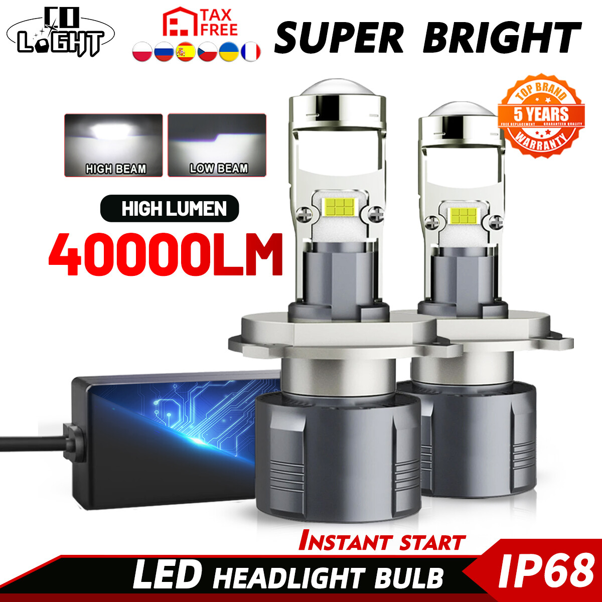 Super Bright 9005 H11 LED Fog Light Bulbs (4-Pack) – 22000LM, 6000K Cool White, IP68 Waterproof With Cooling Fan