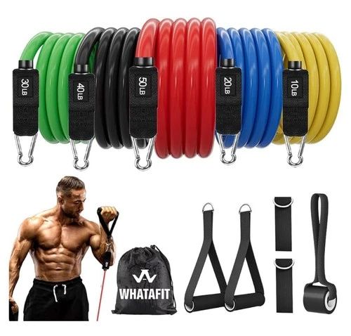 WHATAFIT Work Out Bands 10 - 50 Lbs Resistance Levels New In Box