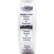 Silver Food Delivery Tamper Sealed Evident Stickers | 0.75 x 3.5 Inch | 500 Pack
