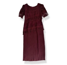 Aspeed Maxi Dress Red Modest Evening Wear Lace Mother Of The Bride Long Size M