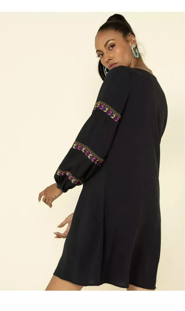 Wrangler Women s Embroidered Dress Sz S Western Rodeo Cowgirl Long Sleeve