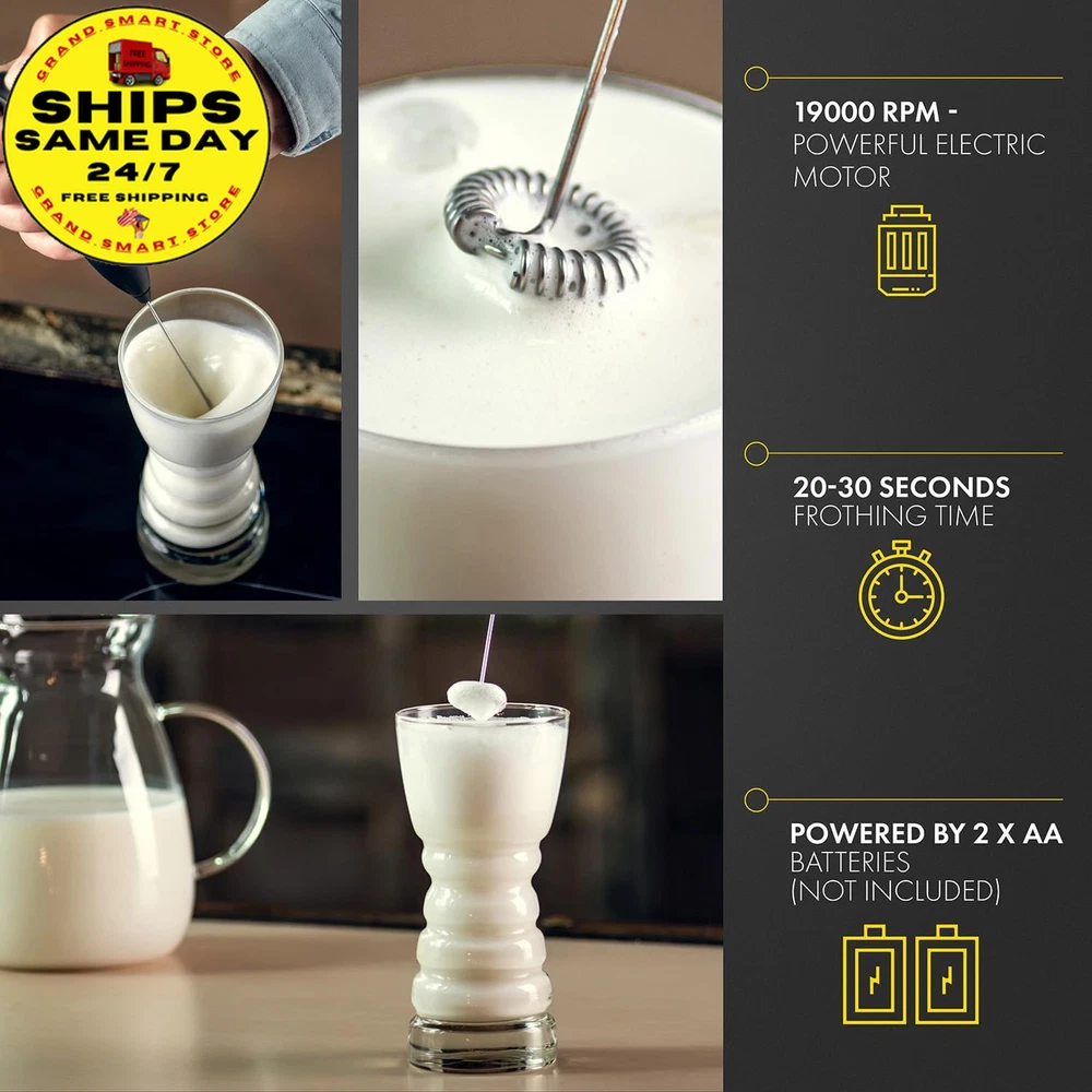Milk Frother Matte Black - Coffee Frother Handh - High Quality Kitchen Essential