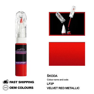 FÜR SKODA VELVET RED LF3P Touch Up Lackstift Pinsel Fix Kit Kratzer Chip Set ...
