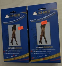 ITA-Med Compression Support Pantyhose Style 150 Sheer Beige, BLACK 18-20mmHg  M.
