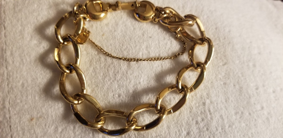 【VINTAGE HOLLYWOOD】Interlock Chain Bracelet_VH2533BR071M Vintage Monet gold tone chain link bracelet with safety