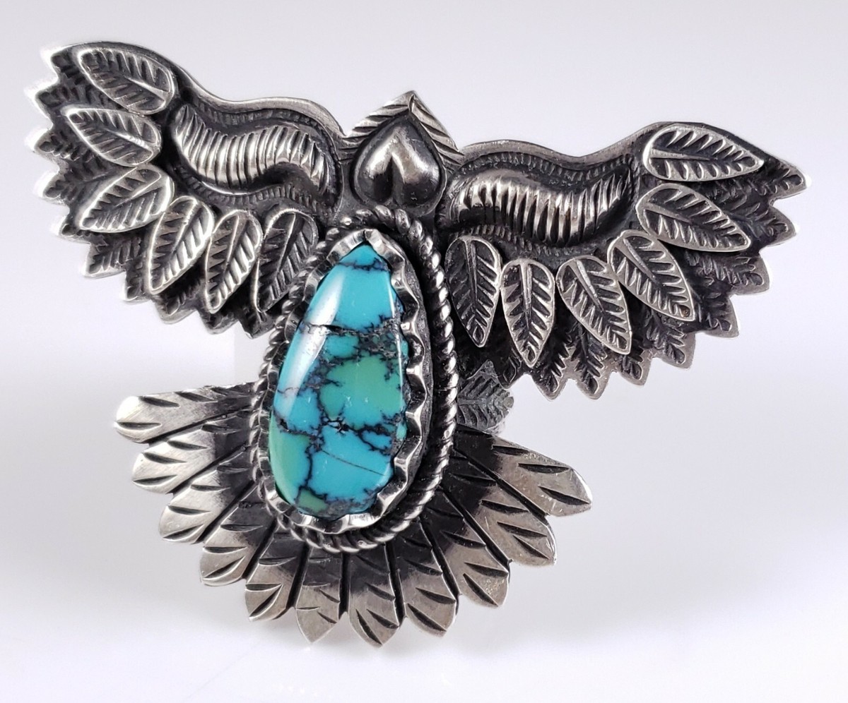 Derrick Cadman Navajo Eagle Ring Sterling Silver Gem Grade Hubei
