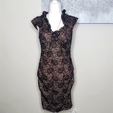 Xscape Petite Black & Cream Beautiful Lace Dress Size 12P