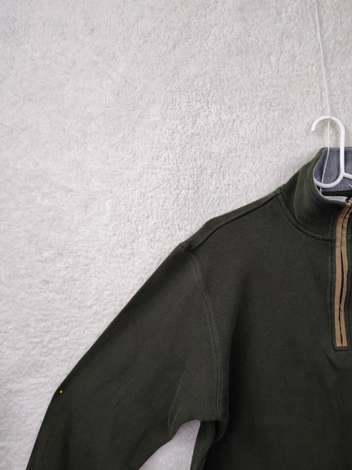 Suéter Pullover Covington Hombre Medio Verde 100% Algodón Manga Larga 1/4 Cremallera Foto 2 de 4