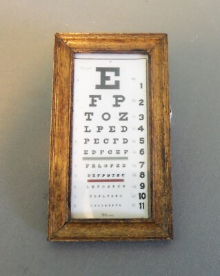 Dollhouse Miniature 1:12 Scale Framed Picture -- Eye Chart  #Spec1760