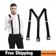 1 Pc Men s Big Tall Suspenders Black Adjustable Braces for Men