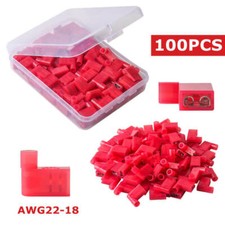 100 PCS Red Nylon Flag Fully Insulated Terminals AWG 22-18 Wiring Connectors Kit
