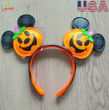 Disney Parks Mickey Ears Halloween Jack O' Lantern Headband Pumpkin Exclusive