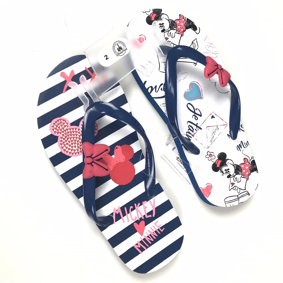 Sandalia Chanclas Minnie Mouse Rayas Arcos Azul Blanco Rosa Parques Disney Talla 2 Foto 2 de 4