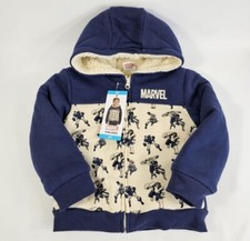 "Marvel Super Hero's"  Kids Plush Full Zip Fleeced Sweater Hoodi Size: 5, 6, 7