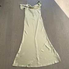 Reformation RONDA silk drape maxi dress - dried herbs sage green herb - Size 12
