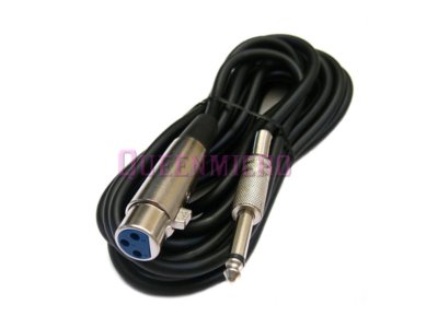 10Ft XLR 3 Pin Female Jack to 1/4'' Mono Plug Mic Microphone Audio Cord Cable v2