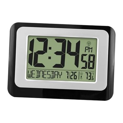  W88631 Digital Atomic Black Wall Clock with Temperature 