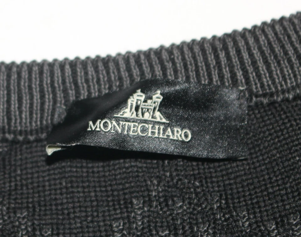 New MONTECHIARO Crewneck Sweater Men's MEDIUM M EU 50 Diamond Ombre Wool Gray - Image 4 of 4