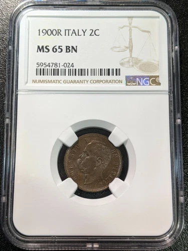 1900 MS65 BN Italy 2 Centesimi NGC UNC KM 30 Umberto I
