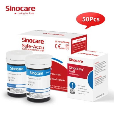 50 strisce reattive per la glicemia per Sinocare Safe-Accu senza misuratore