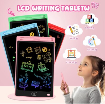 PINK LCD Writing Tablet for Kids -Erasable and Reusable Toddler Doodle Board 8.5