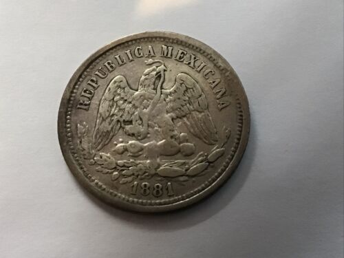 Mexico 1881 Mo M 25 Centavos KM# 406.7 RARE - Picture 1 of 4