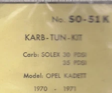 Carburetor kit for OPEL KADETT 1100R,S 1970-71, & GT1100SR 1970 Royze #SO-51K
