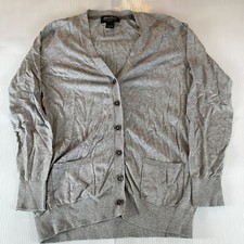 Eddie Bauer Womens Cardigan Blouse Shirt Top Sz M Medium Long Sleeve Gray