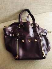 YSL Yves Saint Laurent Downtown Large Eggplant/Violet Aubergin Large Handbag New
