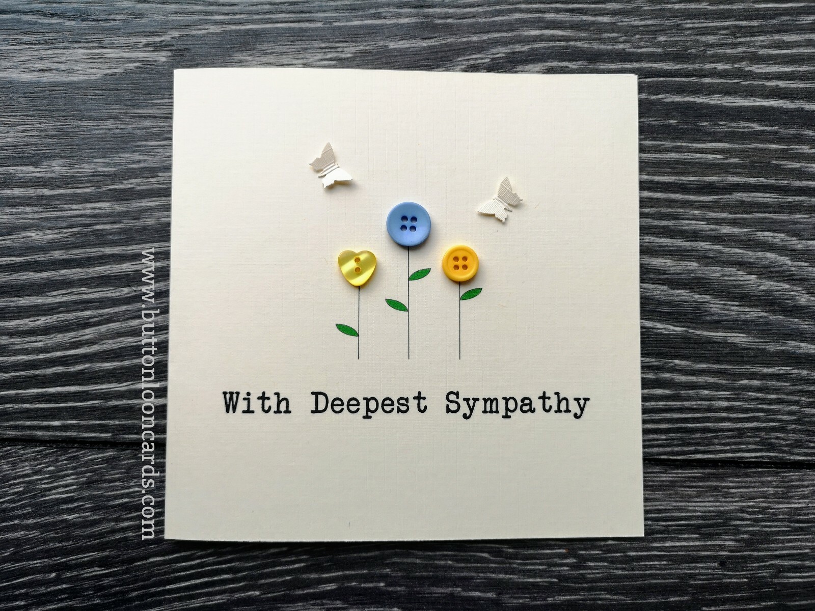 Handgefertigte & personalisierte Knopfkarte - mit tiefster Sympathie oder jedem Text