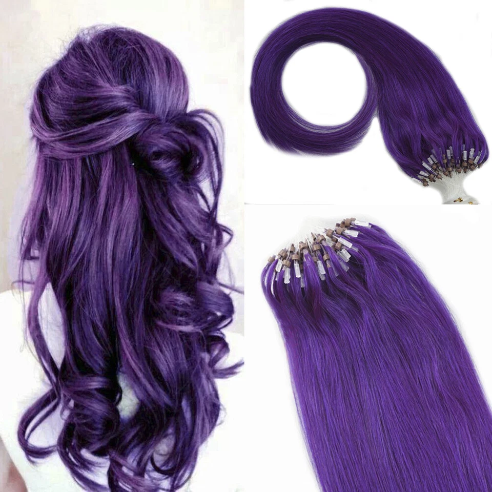 Micro Ring Loop Tip Remy Human Hair Extensions Straight Micro Beads Link Hair US - Image 4 of 4