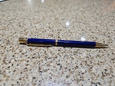 Vintage MUST de CARTIER Trinity BLUE LACQUER Ballpoint Pen 18k